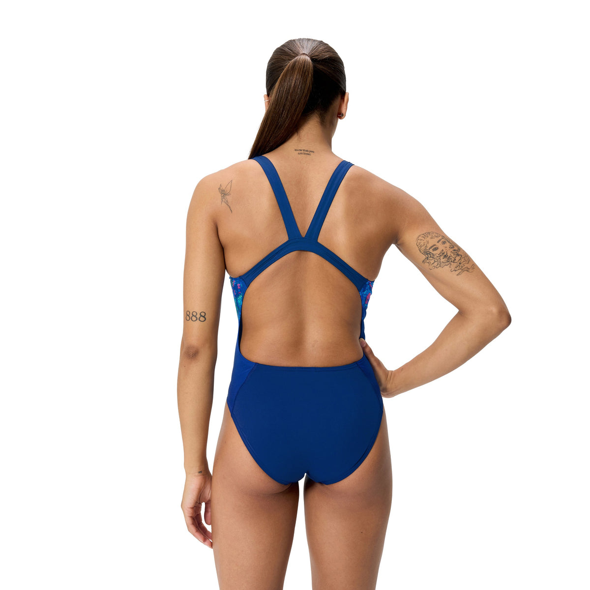 Speedo Female Placement Printed Leaderback - PIXEL POOL/NAVY