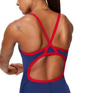 Speedo Adult Endurance+ Solid Flyback - TEAM NAVY/RED