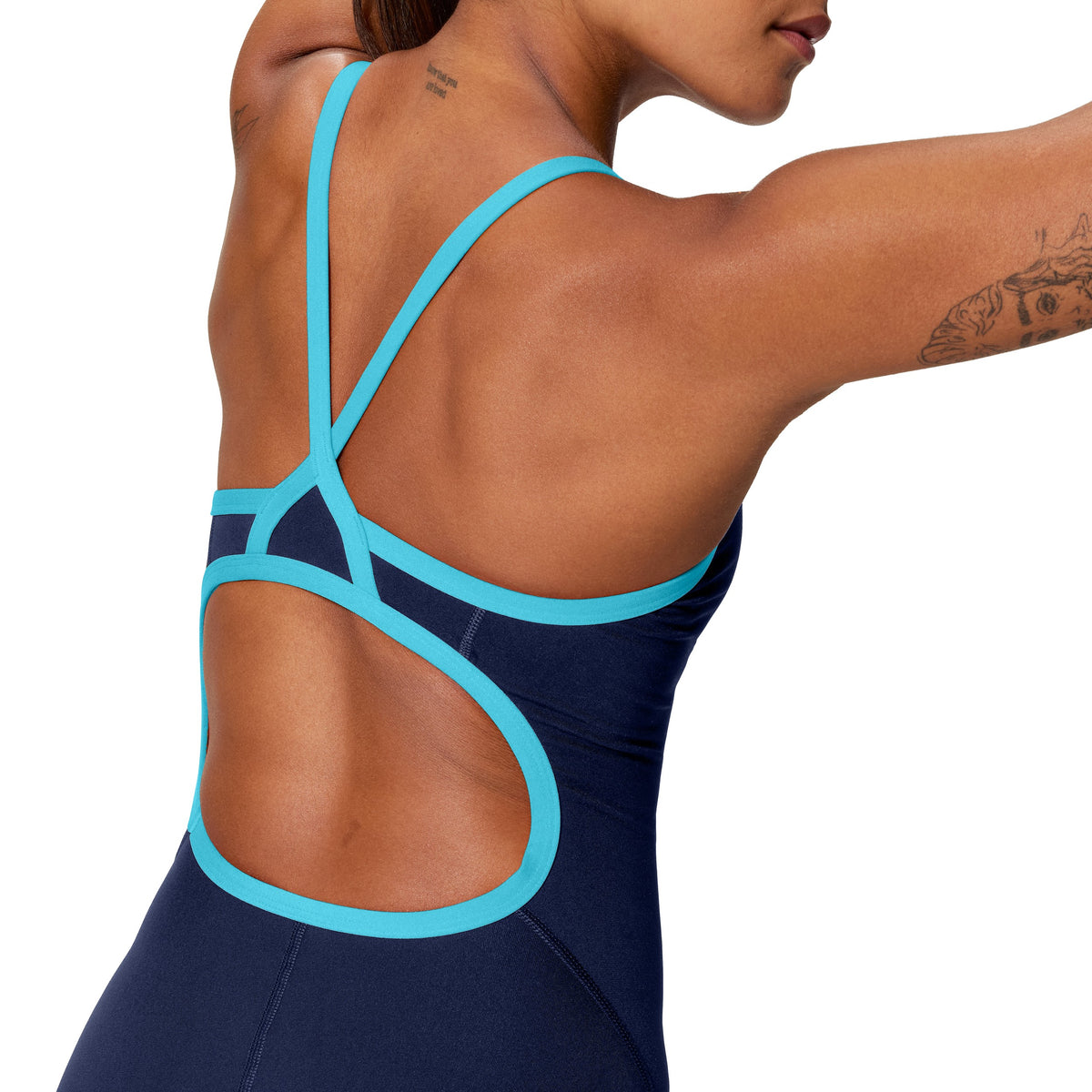 Speedo Adult Endurance+ Solid Flyback - TEAM NAVY/LIGHT BLUE