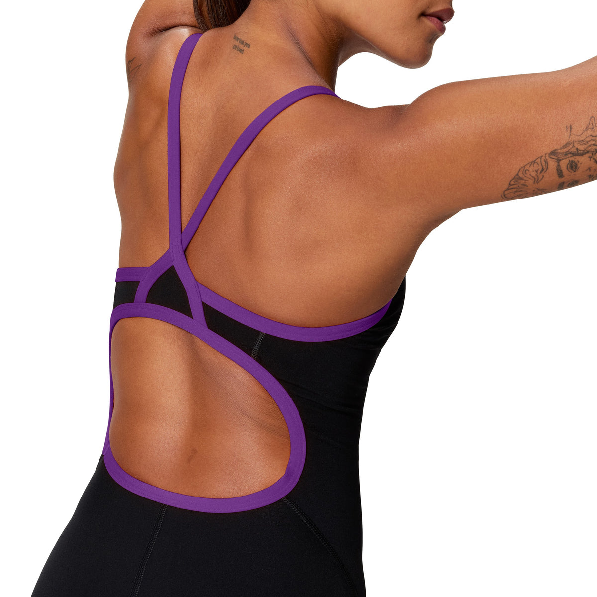 Speedo Adult Endurance+ Solid Flyback - TEAM BLACK/PURPLE