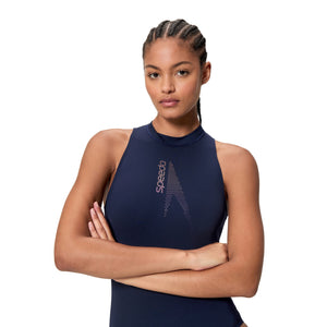 Speedo Solid BOOM Hydrasuit ONE Piece - PEACOAT/MARGARITA PINK