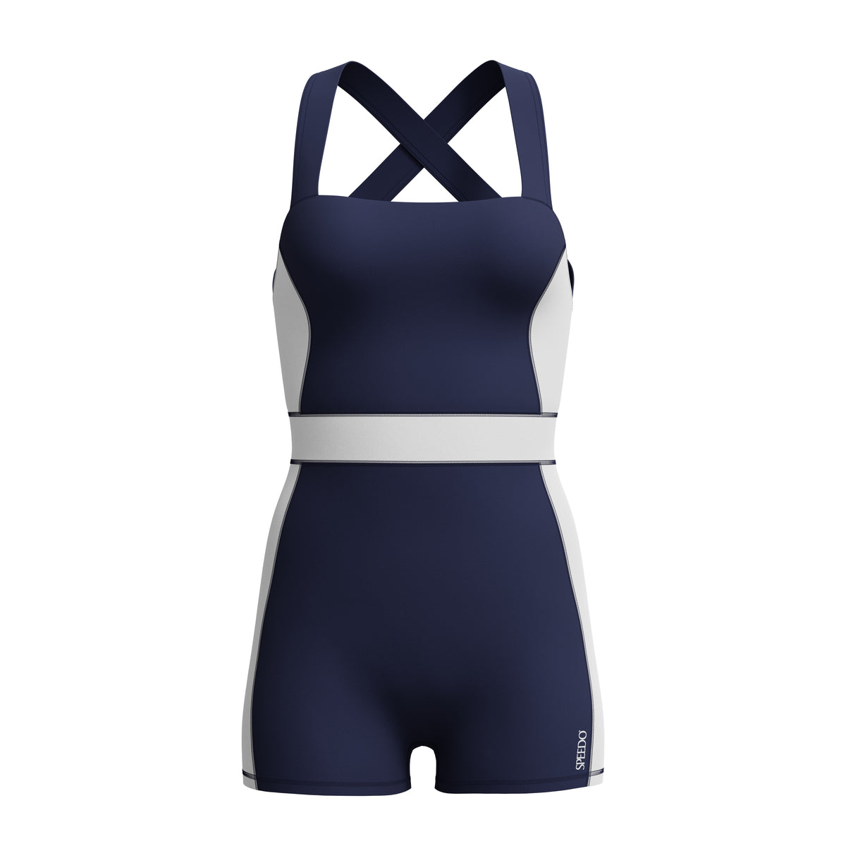 Speedo Women's Colorblock Legsuit - PEACOAT/BRIGHT WHITE