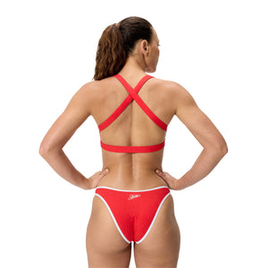 Speedo Texture Crossback Bikini TOP - HIGH RISK RED/BRIGHT WHITE