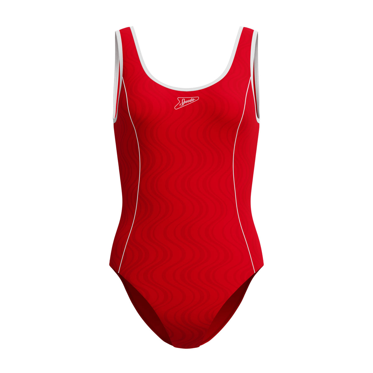 Speedo Women's Texture Bound Scoop One Piece - HIGH RISK RED/WHITE