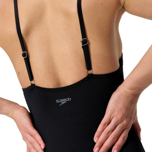 Speedo Solid V-neck ONE Piece - ANTHRACITE