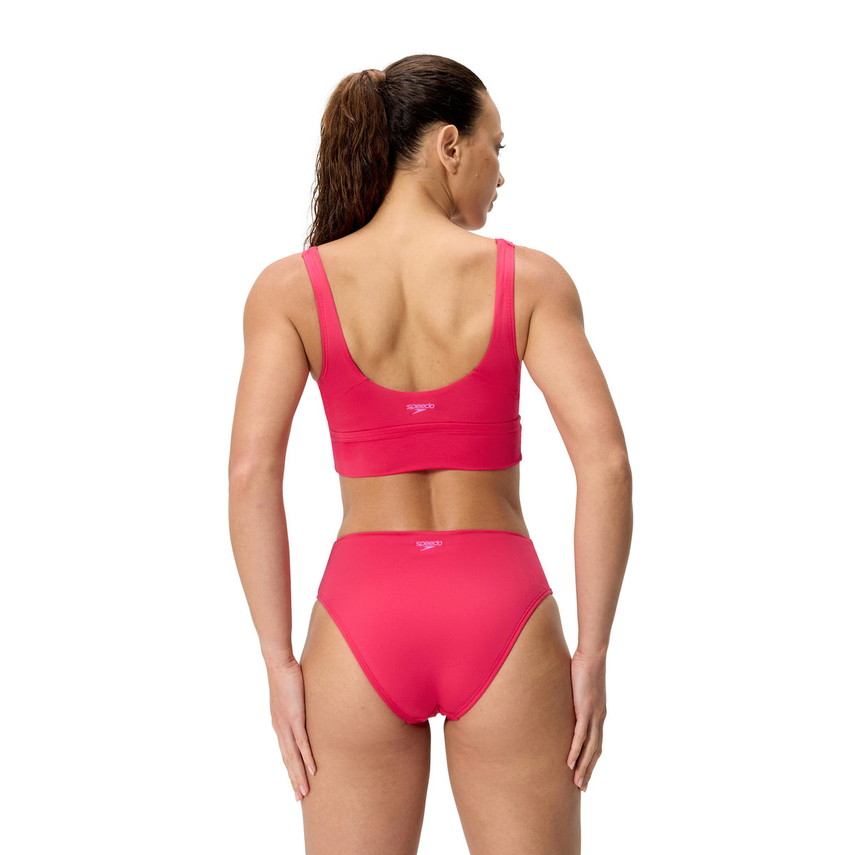 Speedo Solid Square NECK Bikini TOP - RUBY