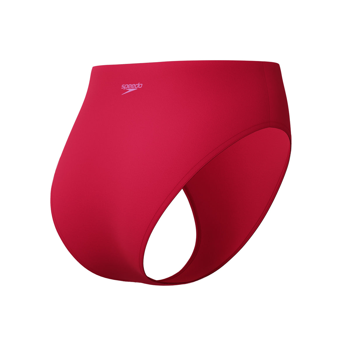 Speedo Solid Cheeky HIGH Waist Bikini Bottom - RUBY