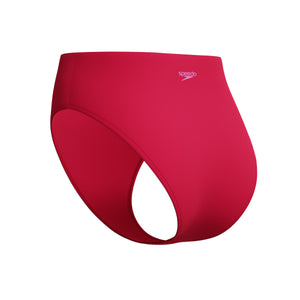 Speedo Solid Cheeky HIGH Waist Bikini Bottom - RUBY