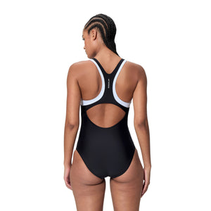 Speedo Colorblock Racerback ONE Piece - ANTHRACITE/WHITE