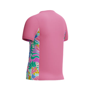 Speedo Short Sleeve Print Splice Rashguard - PINK LEMONADE