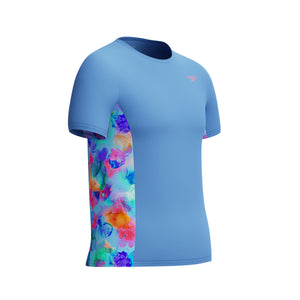 Speedo Short Sleeve Print Splice Rashguard - PERIWINKLE BLUE