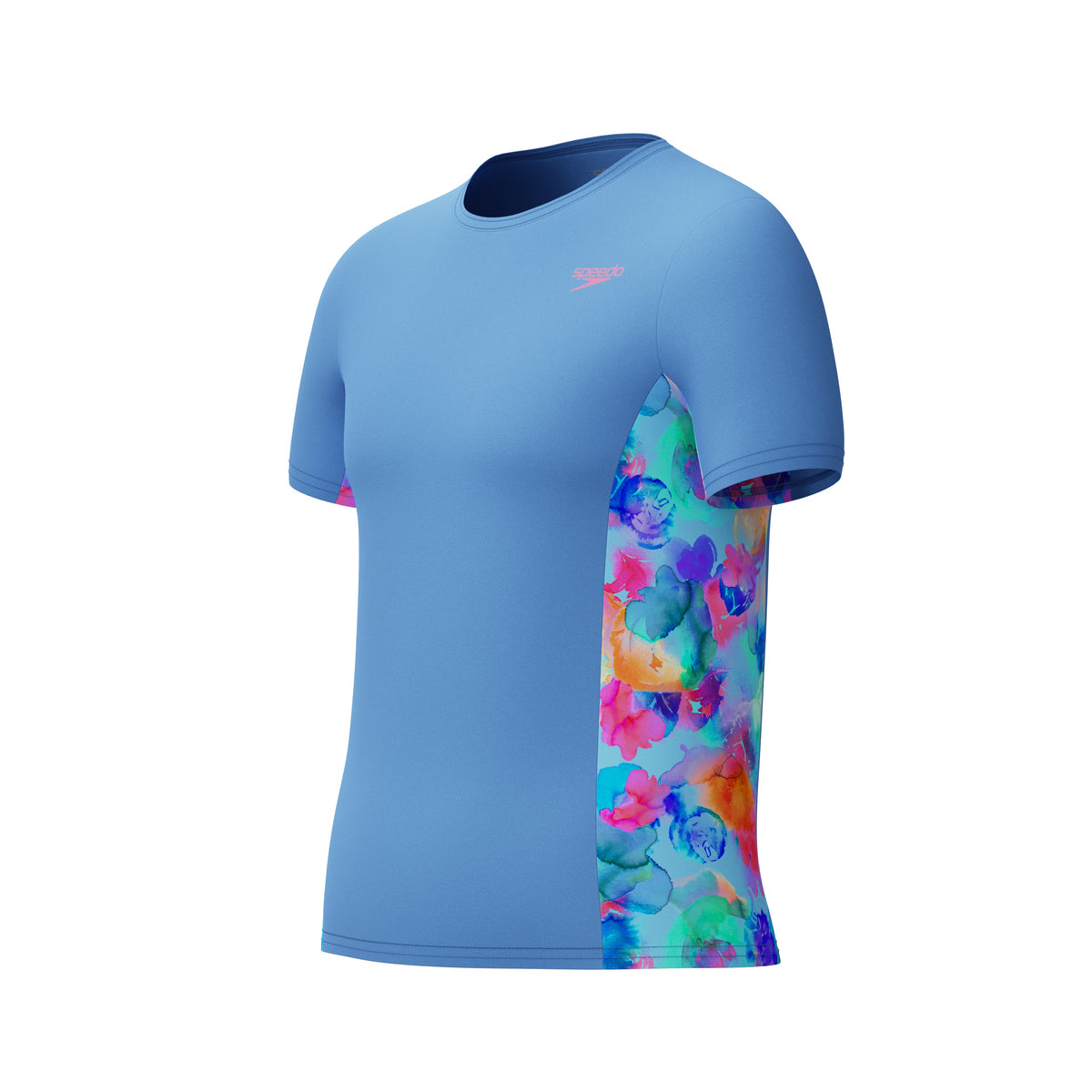 Speedo Short Sleeve Print Splice Rashguard - PERIWINKLE BLUE