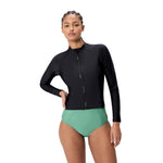 Speedo Long Sleeve Solid Zip Rashguard - ANTHRACITE - view 1