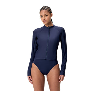 Speedo Long Sleeve Solid Zip Rashguard - PEACOAT - X1