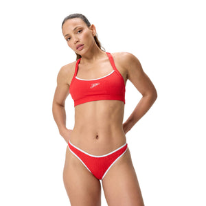 Speedo Texture Scoop Bikini Bottom - HIGH RISK RED/BRIGHT WHITE