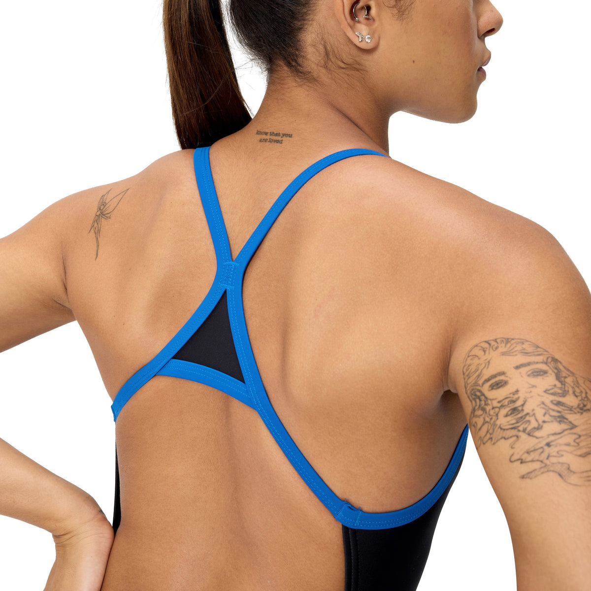 Speedo Female Solid Endurasoft Turnback - TEAM BLACK/ROYAL BLUE