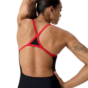 Speedo Female Solid Endurasoft Turnback - TEAM BLACK/RED