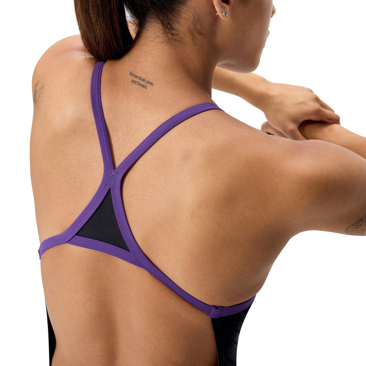 Speedo Female Solid Endurasoft Turnback - TEAM BLACK/PURPLE