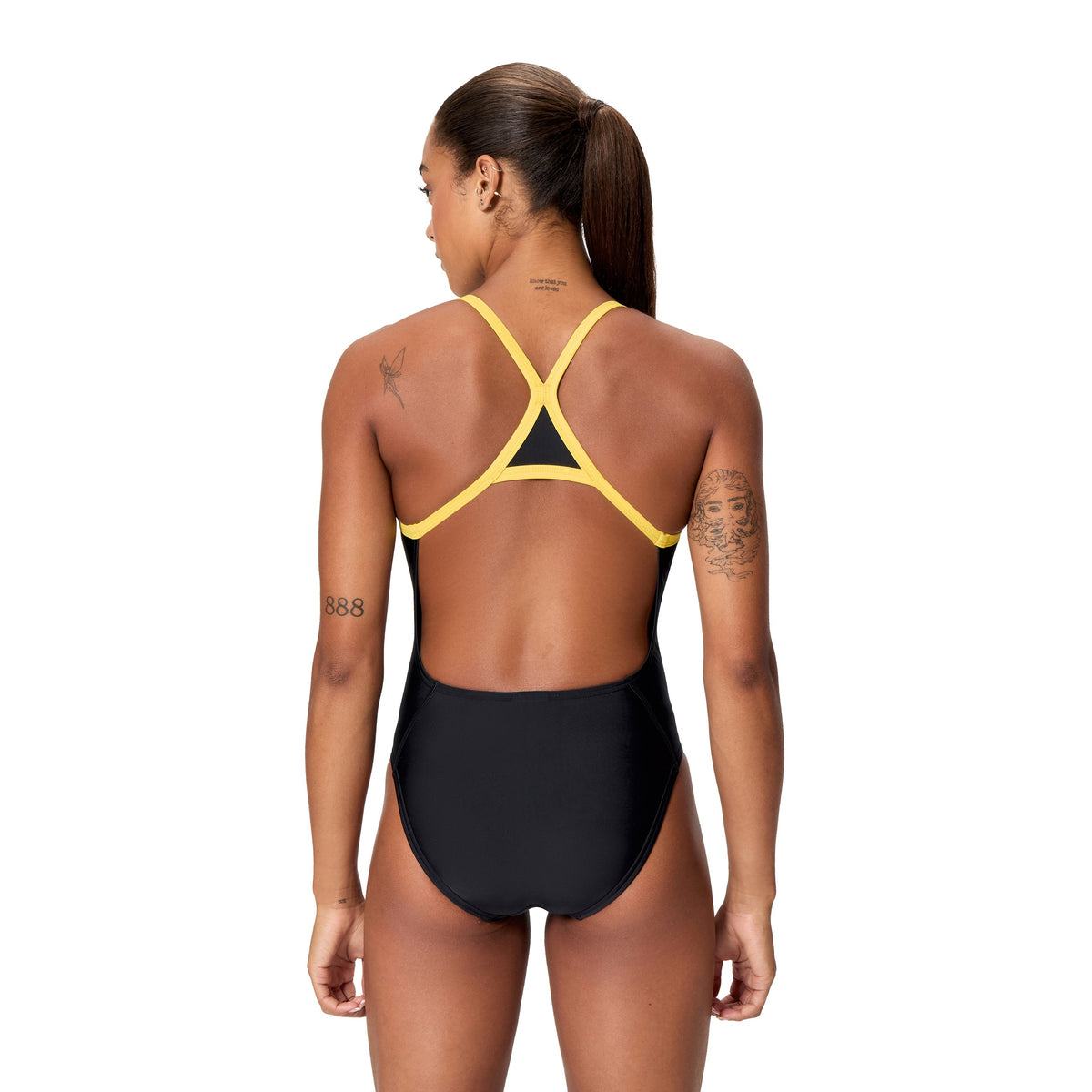 Speedo Female Solid Endurasoft Turnback - TEAM BLACK/GOLD