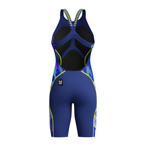 Speedo Fastskin LZR Pure Intent 2.0 Printed Openback Kneeskin - NOBLE NAVY/MORPHOSIS/HYPER YELLOW USA