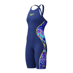 Speedo Fastskin LZR Pure Intent 2.0 Printed Openback Kneeskin - NOBLE NAVY/MORPHOSIS/HYPER YELLOW USA