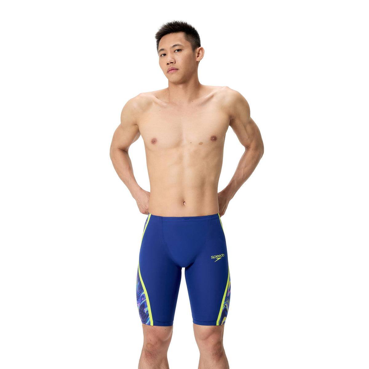Speedo Fastskin LZR PURE Intent 2.0 Printed HIGH Waist Jammer - NOBLE NAVY/MORPHOSIS/HYPER YELLOW USA