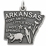 Arkansas State Sterling Silver Charm or Pendant - 27