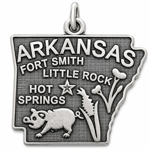 Arkansas State Sterling Silver Charm or Pendant - 27