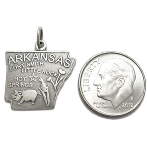 Arkansas State Sterling Silver Charm or Pendant - 27