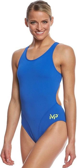 MP Michael Phelps Ladies Comp Back Wide Strap Solid 1-Piece Swimsuit - 26