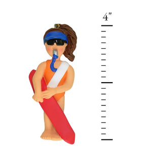Female Brunette Lifeguard Tree Ornament - 27