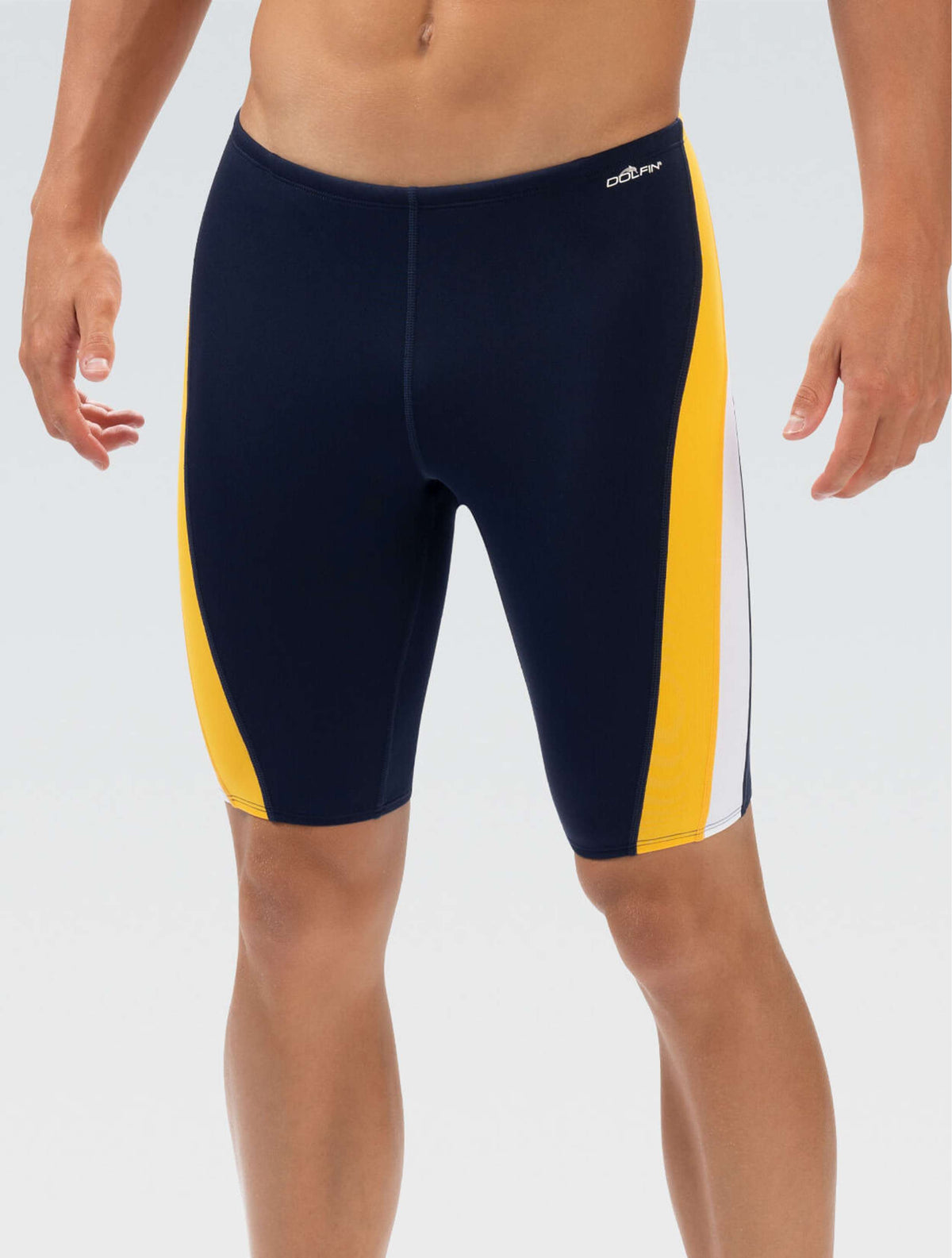 Men's Reliance Solid Navy and Gold Color Block Jammer - Navy and Gold front