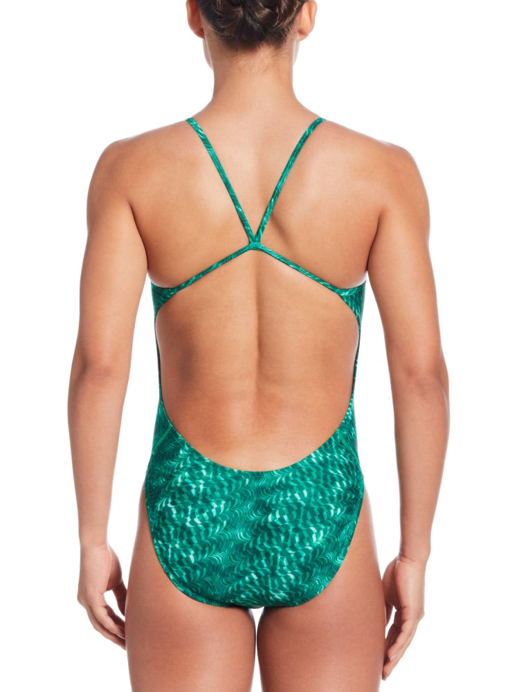 Nike Swim Hydrastrong Pool Lanes Women's Cutout One Piece - Court Green alternate image 1