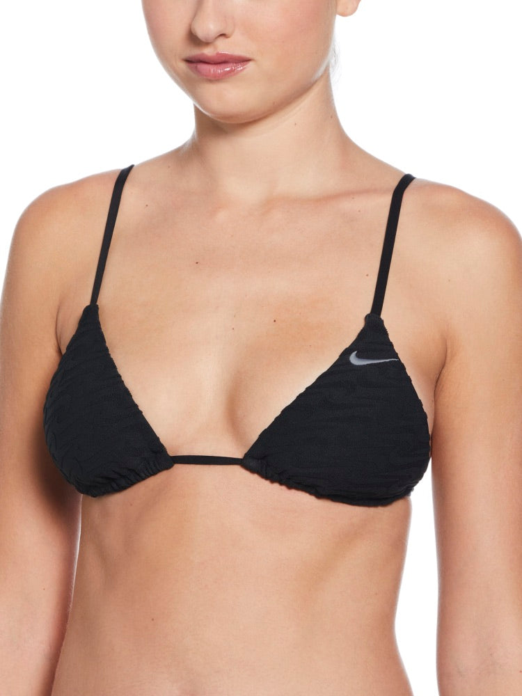 Nike Swim Women's Terry Texture Triangle Bikini Top - Black