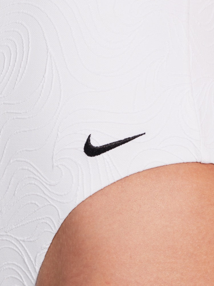 Nike Swim Women's Jacquard Texture V-Neck One Piece - White alternate image 2