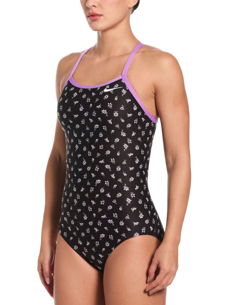Nike Swim Hydrastrong Women's Racerback Low Leg One Piece - Black/White