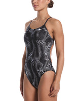 Nike Swim Hydrastrong Water Stripe Women's Cutout One Piece - Black