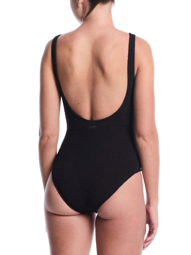 Nike Swim Women's Shoreline Texture Scoop Neck One Piece - Black alternate image 1