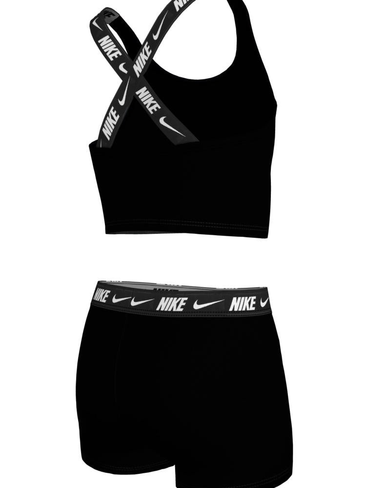 Nike Swim Big Kids' (Girls') Crossback Midkini & Short Set - Black alternate image 1