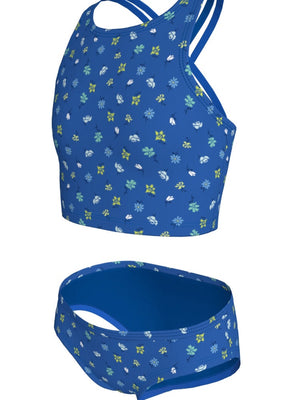 Nike Swim Big Kids' (Girls') Spiderback Midkini Set - Blue Crystal