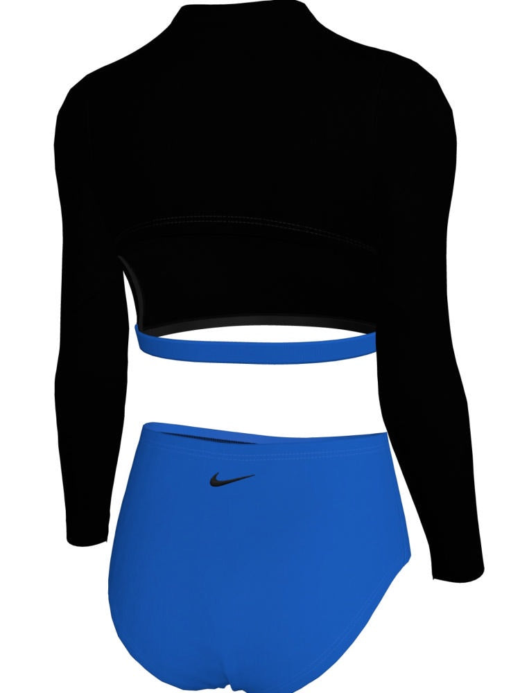 Nike Swim Effortless Essential Big Kids' (Girls') Long Sleeve Crop Top & High Waist Set - Black alternate image 1