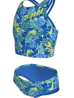 Nike Swim Big Kids' (Girls') Spiderback Midkini Set - Blue Crystal