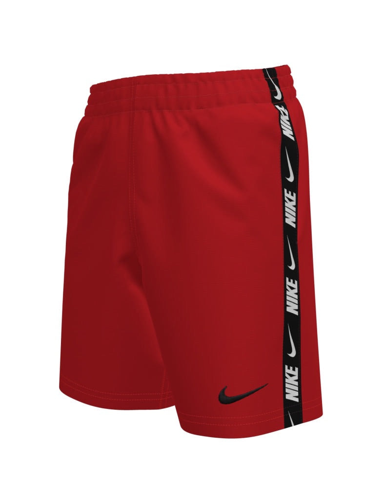 Nike Swim Breaker Logo Tape Big Kids' (Boys') 7" Brief-Lined Volley Short - University Red
