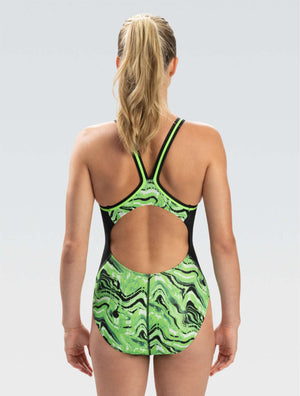 Reliance Blaze Green Color Block DBX Back One Piece - Blaze Green back