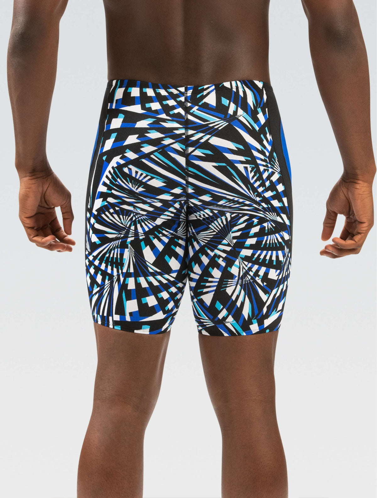 Reliance Men's Atomic Blue Printed Color Block Jammer - Atomic Blue Printed back-model