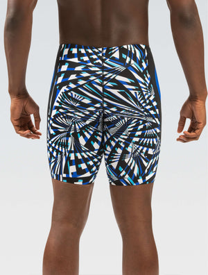 Reliance Men's Atomic Blue Printed Color Block Jammer - Atomic Blue Printed back-model