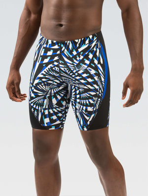 Reliance Men's Atomic Blue Printed Color Block Jammer - Atomic Blue Printed front-model