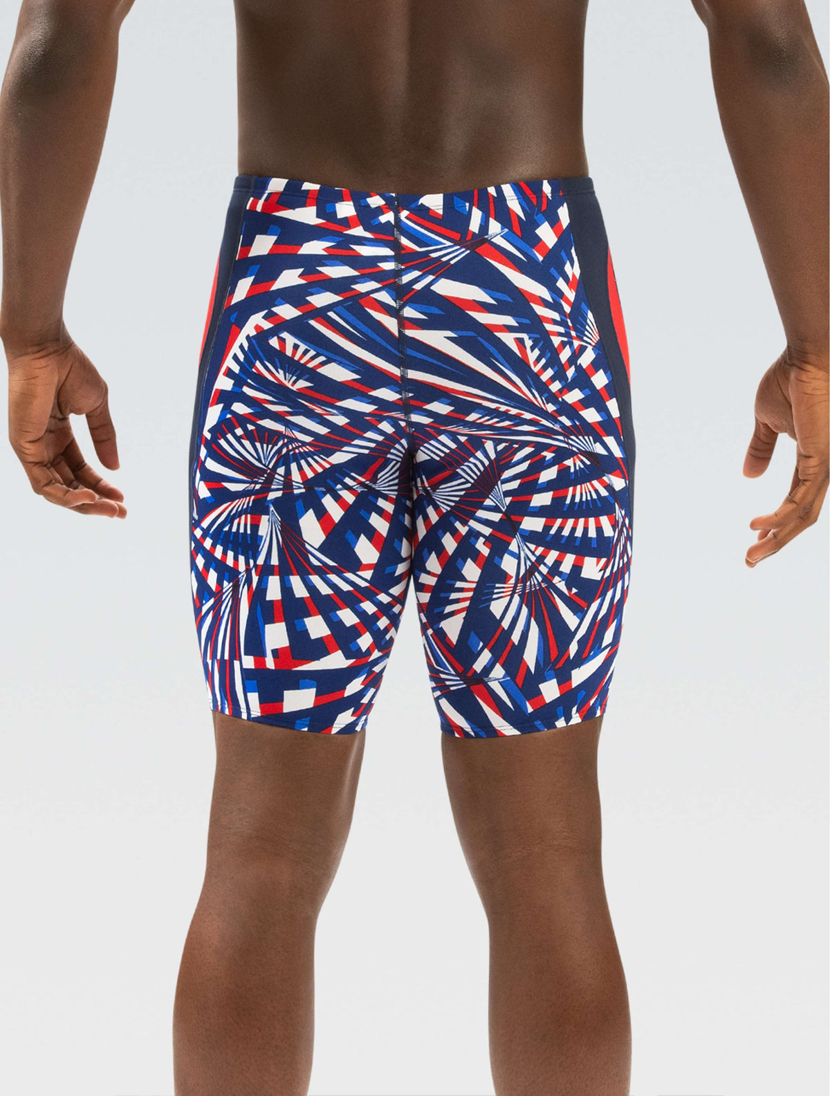 Reliance Men's Atomic Red, White, and Blue Printed Color Block Racer - Atomic Red, White, and Blue Printed back-model