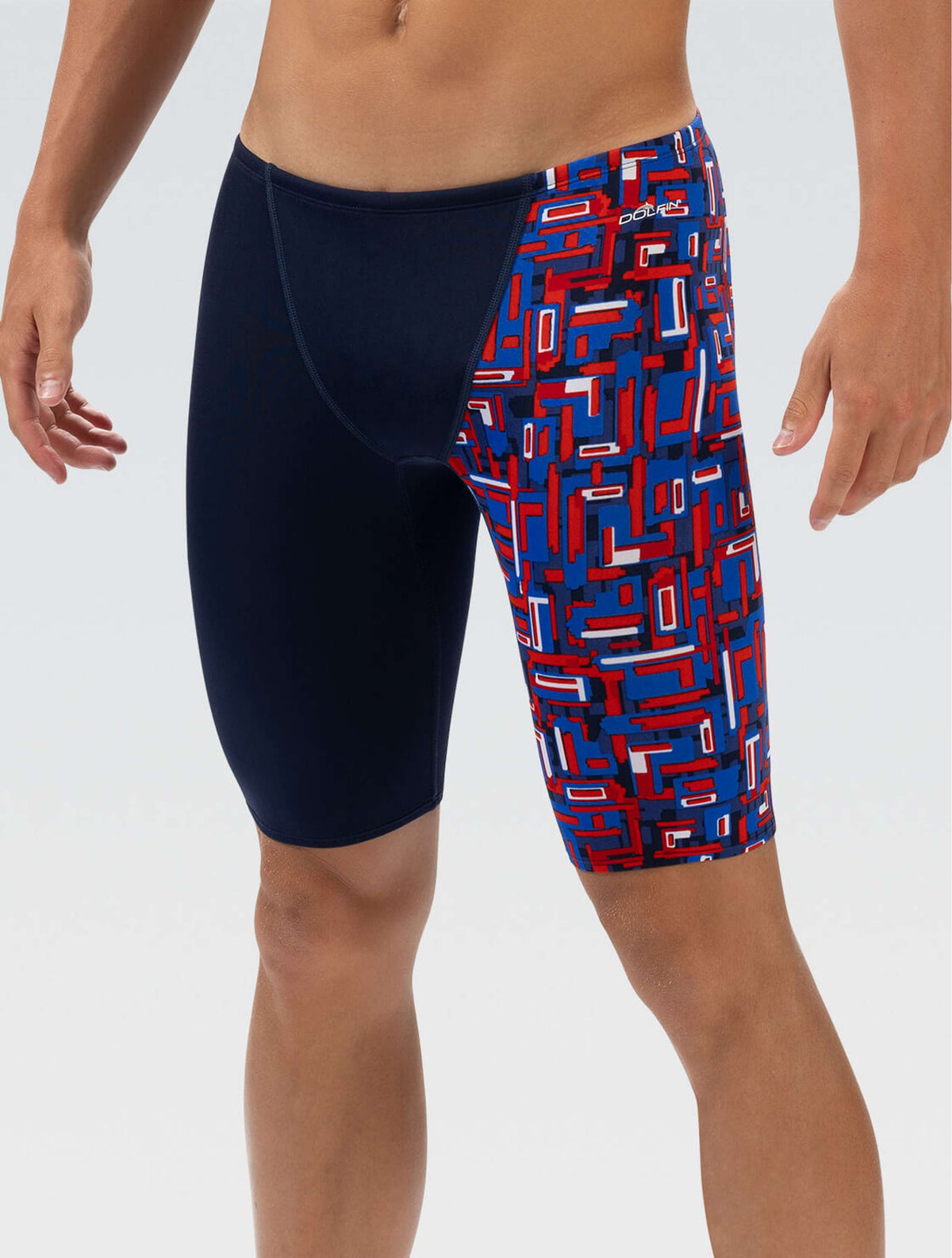 Reliance Men's Bionic Red, White, and Blue Asymmetrical Jammer - Bionic Red, White, and Blue front-extra