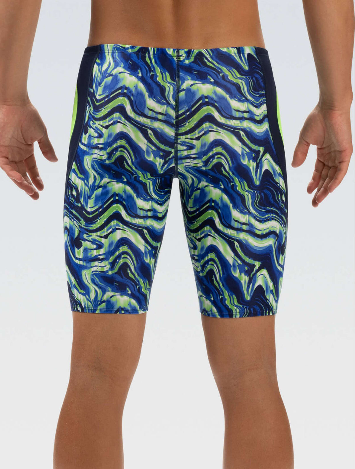 Reliance Men's Blaze Blue and Green Color Block Jammer - Blaze Blue and Green back